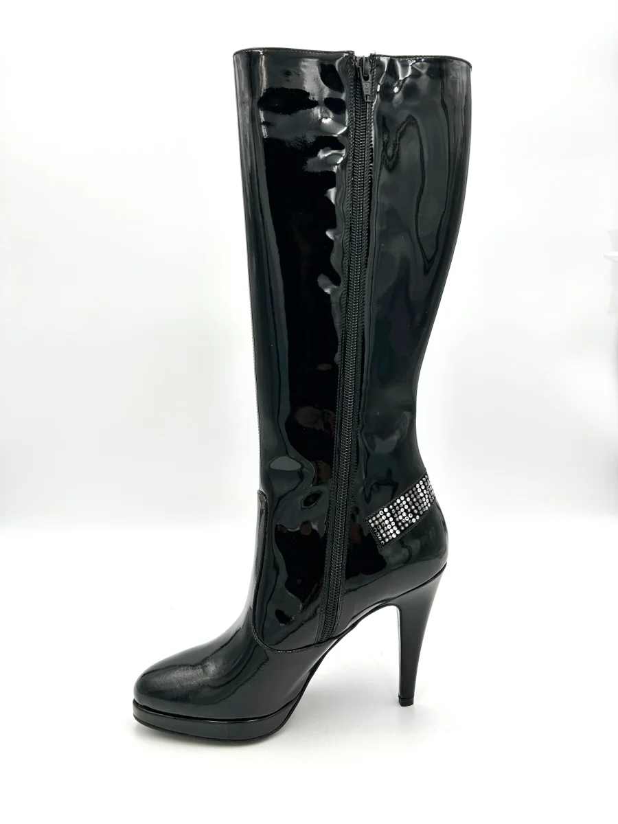 Richmond Stivale con tacco pelle lucida e strass - nero - immagine 4