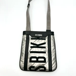Bikkembergs Borsello piatto logo - argento e nero