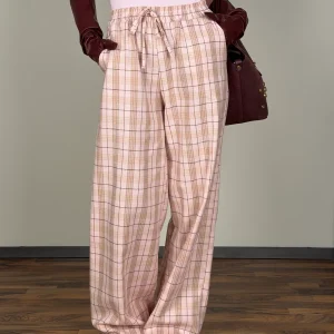 Pantalone check urban rosa