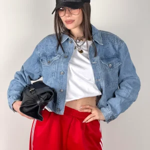Giubbino denim zirconi