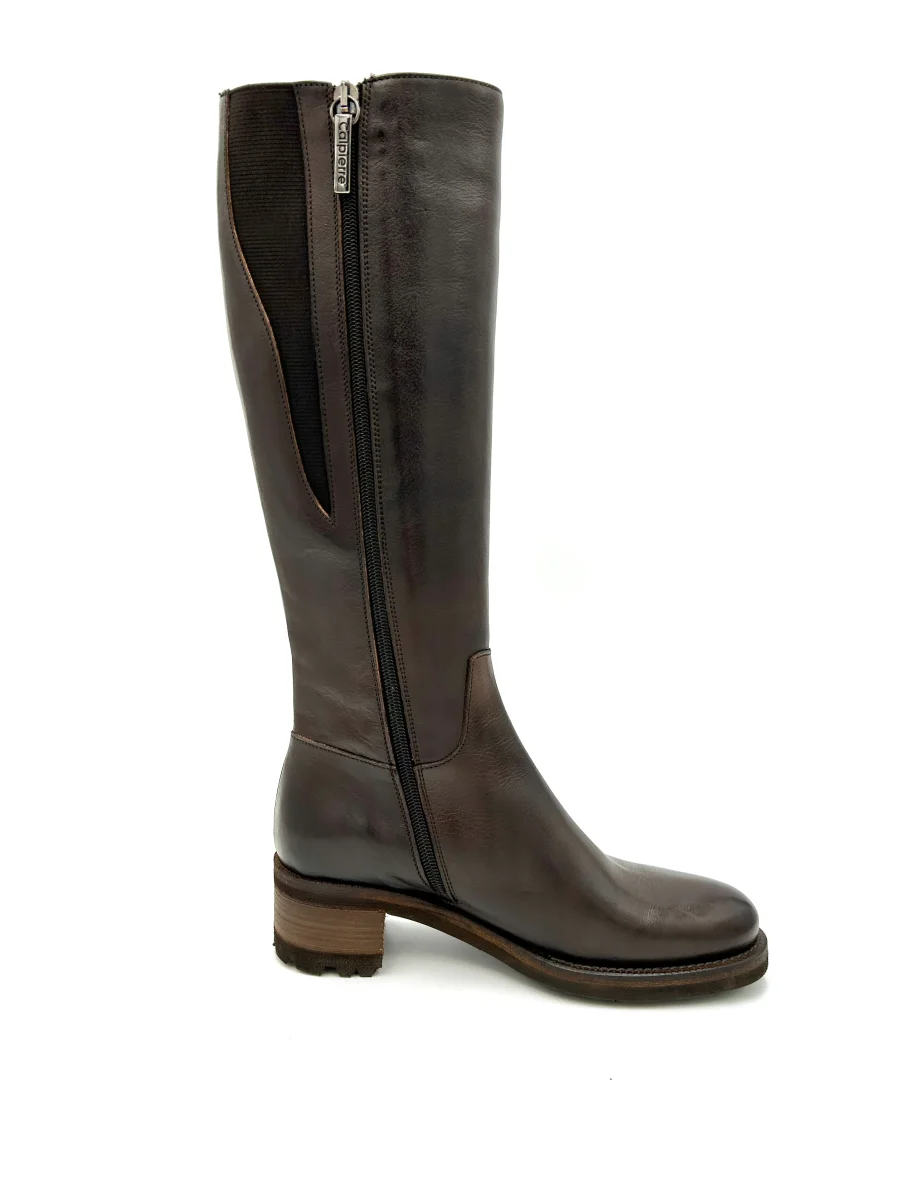 Calpierre Stivale alto elasticizzato con chiusura zip - in pelle marrone - immagine 5