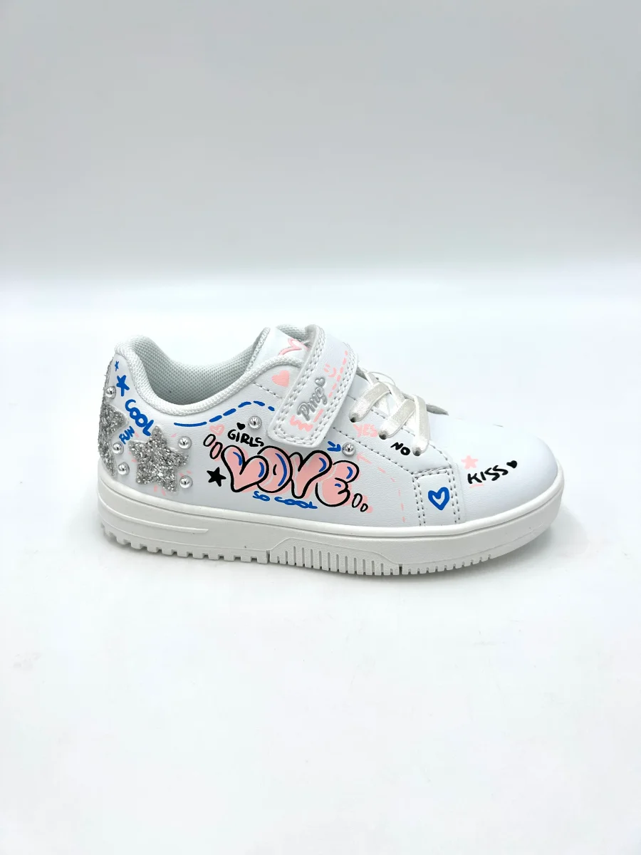 Primigi kids Sneakers bianca con scritte e glitter argento - immagine 3