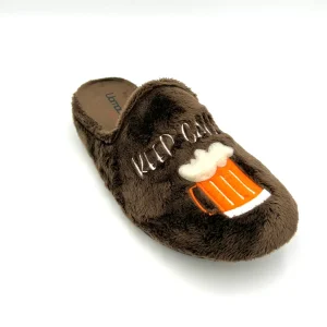 UomoDue Pantofola Ciabatta calda fantasia birra - marrone