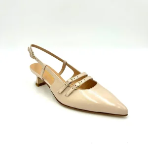 Andrea Selli Slingback artigianale in vera pelle 4cm - Nude beige