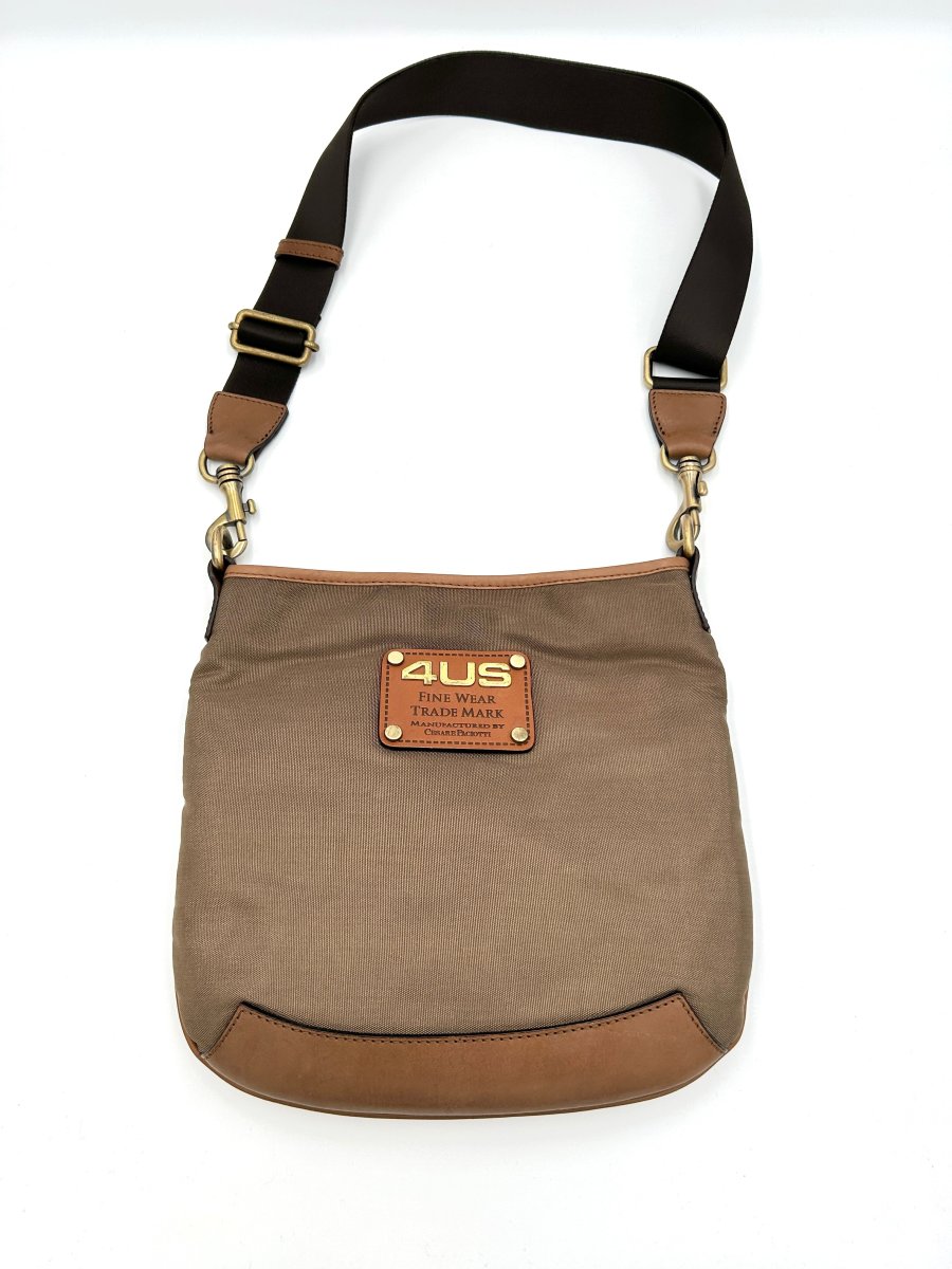 Cesare Paciotti 4US Borsello uomo piatto Nylon e vera pelle - marrone chiaro