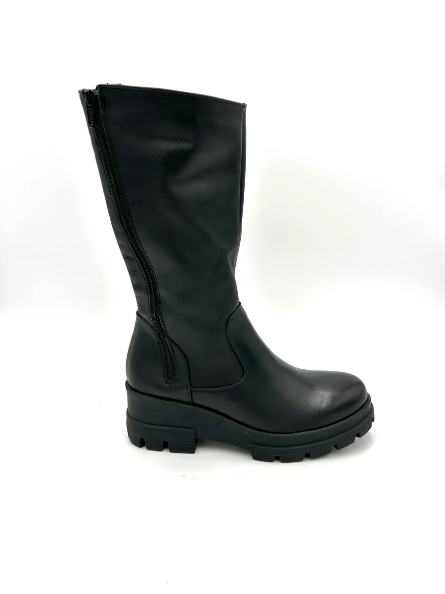 Made in italy Stivale con zeppa vera pelle - nero - immagine 3