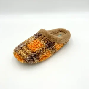 Riposella Pantofola ciabatta calda fantasia scozzese - marrone e arancione