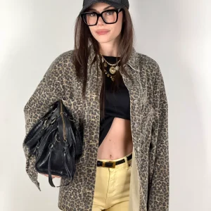 Giubbino jeans maculato