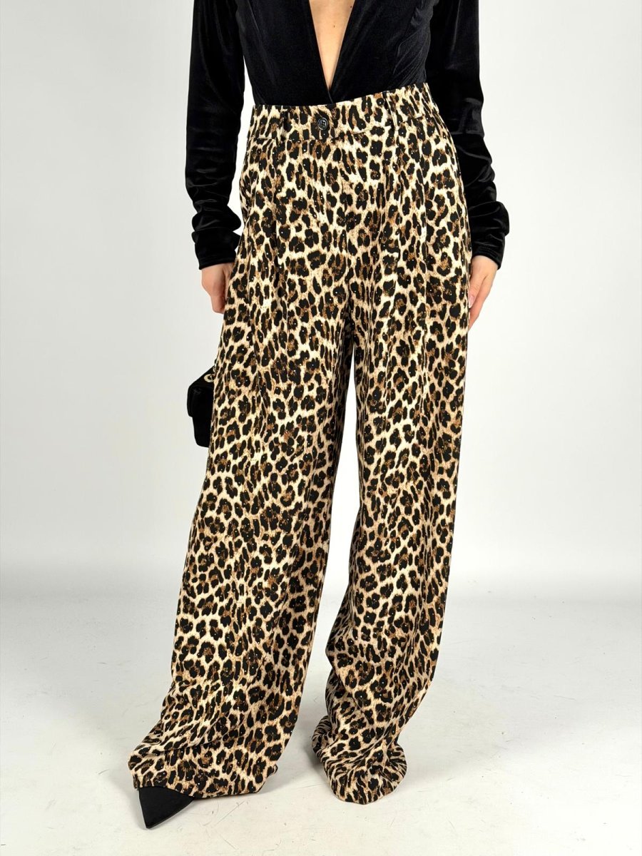 Pantalone leopard glitter