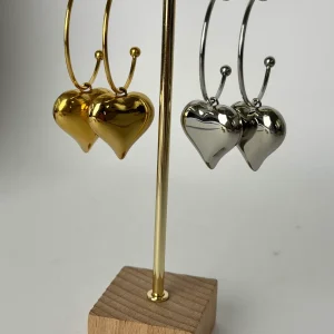 Orecchini cerchio e cuore bomb - 2 colori