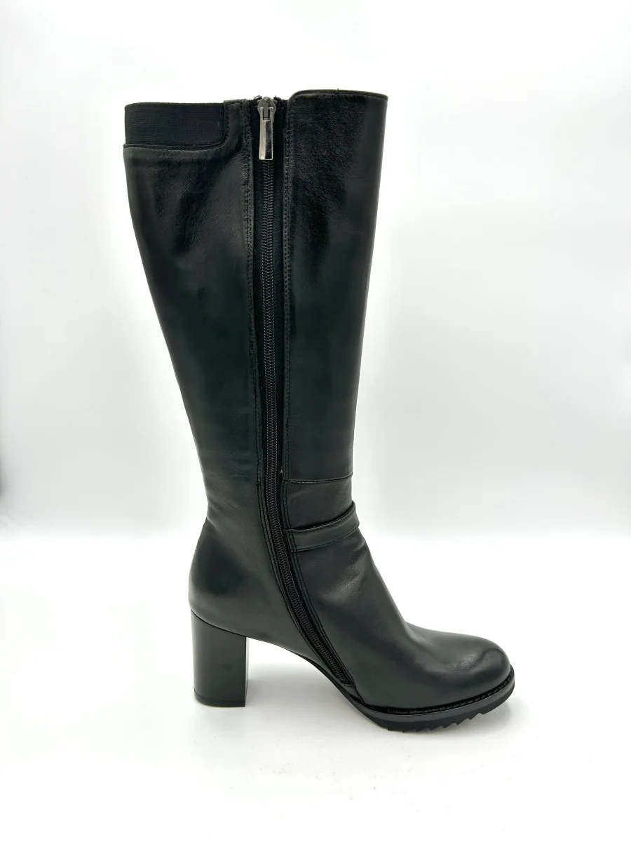 Made in italy Stivale con tacco elasticizzato con fibbia - nero - immagine 5