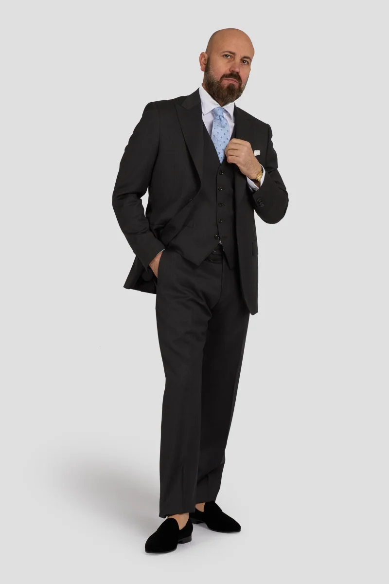 Abito Tre Pezzi Lana Grigio - immagine 3