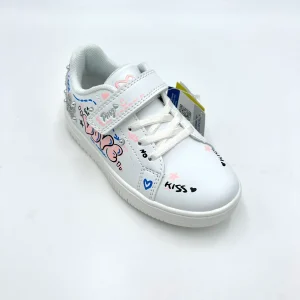 Primigi kids Sneakers bianca con scritte e glitter argento