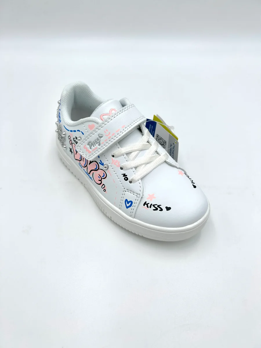 Primigi kids Sneakers bianca con scritte e glitter argento - immagine 2