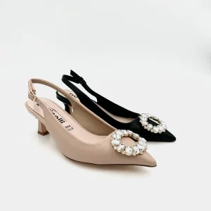 Botticelli Slingback regolabile - nude e nero
