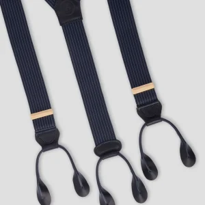 Bretelle Sartoriali Rigate Bianco / Blu