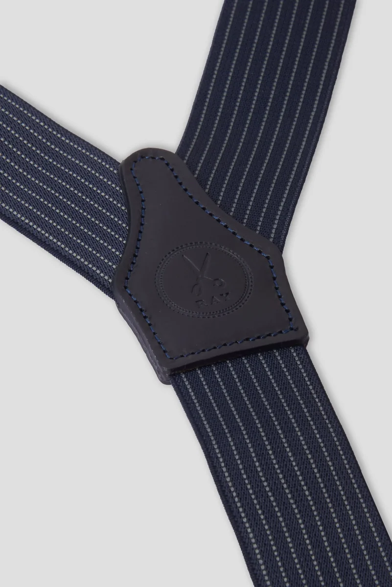 Bretelle Sartoriali Rigate Bianco / Blu - immagine 3