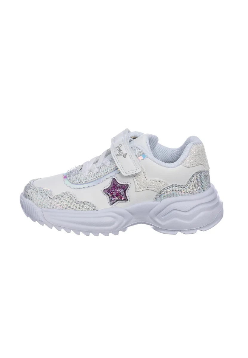 Primigi Sneakers bambina chiusura a strappo e lacci finti elasticizzati - bianco