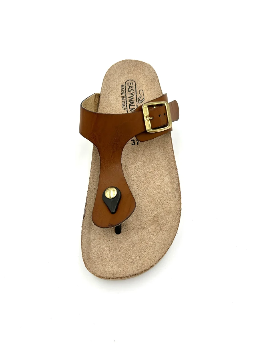 Easy walk Sandalo Platform infradito regolabile / marrone cuoio - immagine 4