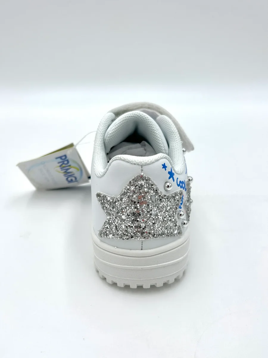 Primigi kids Sneakers bianca con scritte e glitter argento - immagine 4