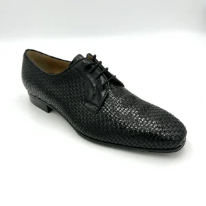 Marelli Stringata lavorazione intrecciata - vera pelle nera