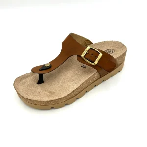 Easy walk Sandalo Platform infradito regolabile / marrone cuoio