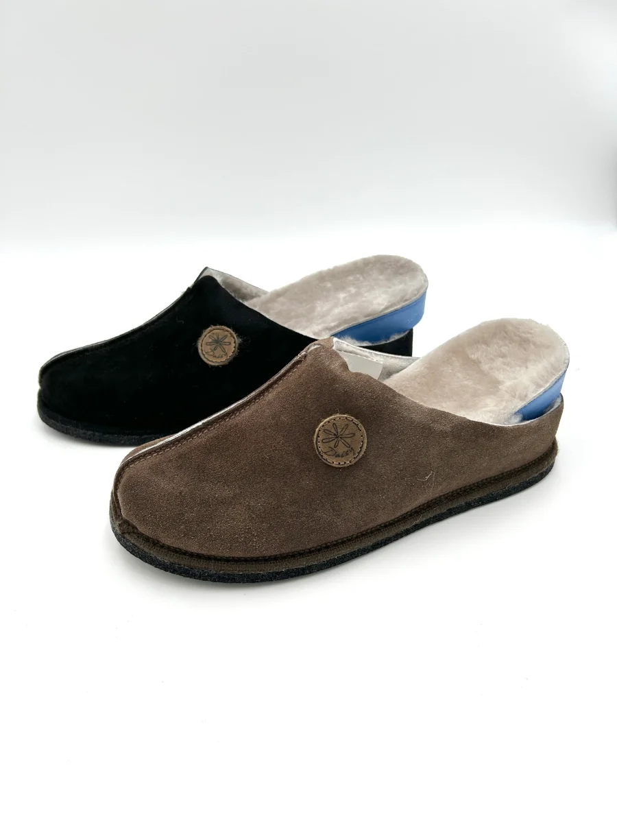 Daisy By Florance Pantofola ciabatta calda imbottita con plantare estraibile - nera e marrone - immagine 3