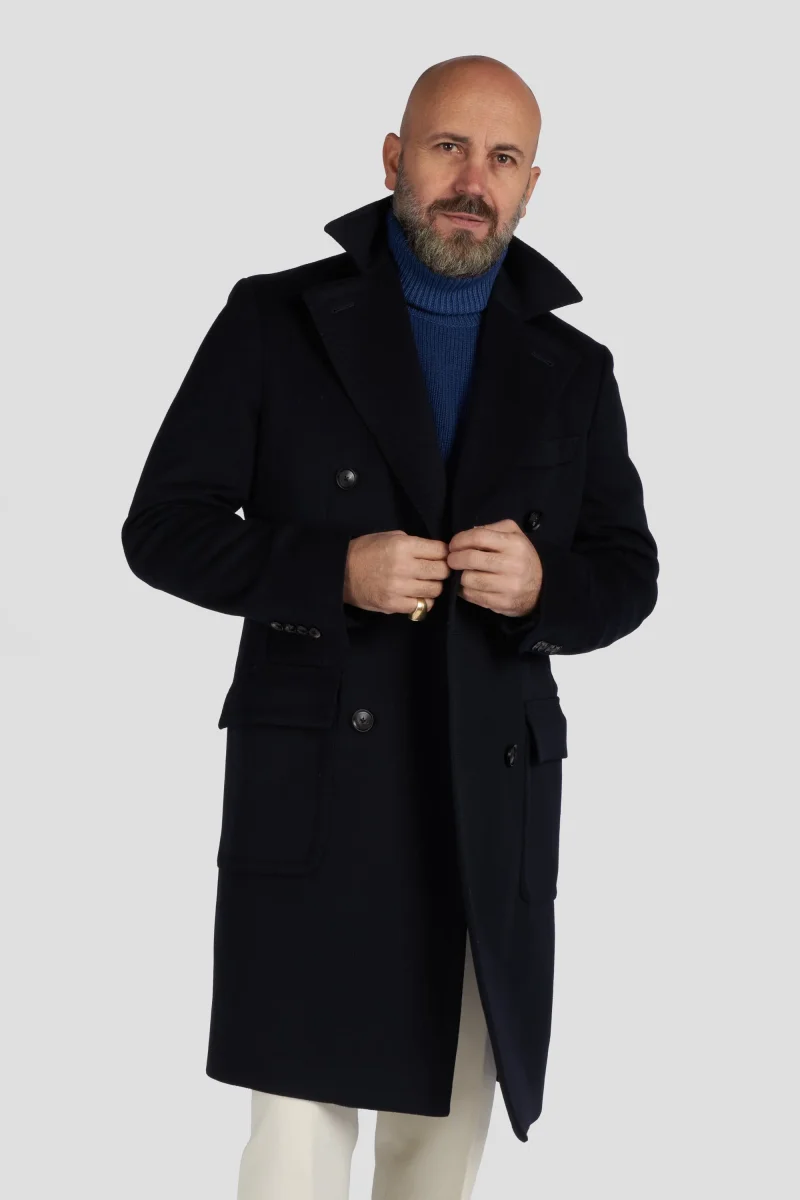 Cappotto Doppiopetto In Cashmere Loro Piana Blu