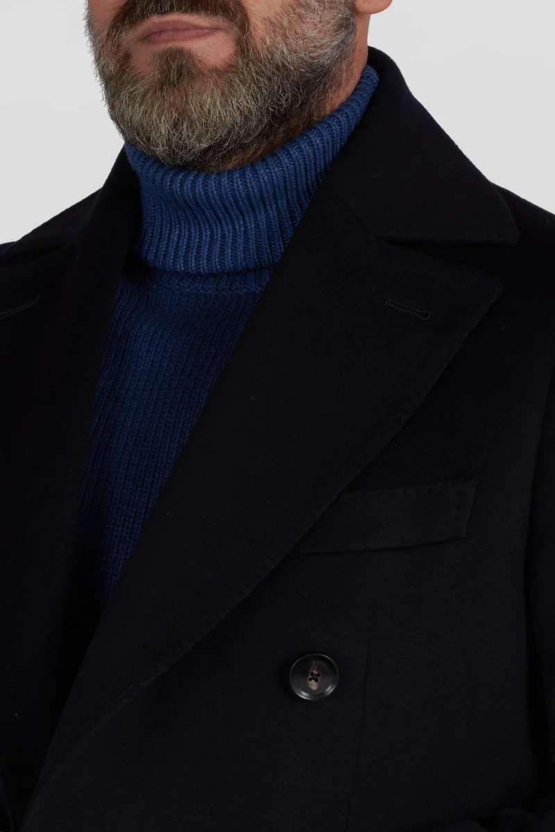 Cappotto Doppiopetto In Cashmere Loro Piana Blu - immagine 3