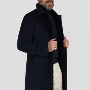 Cappotto In Cashmere Blu Sfoderato