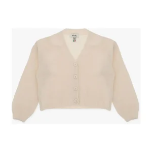 Cardigan Dixie panna con bottoni sul davanti