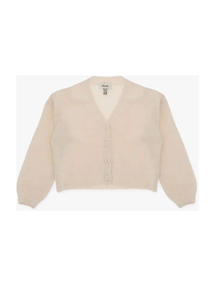 Cardigan Dixie panna con bottoni sul davanti