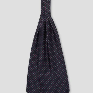 Ascot in seta disegno fiorellini blu/bordeaux/bianco