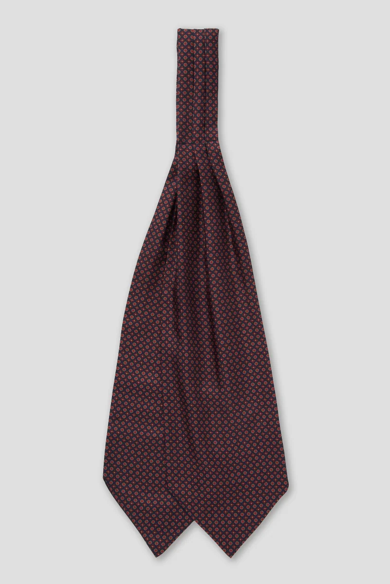 Ascot in seta microfantasia bordeaux /blu - immagine 2