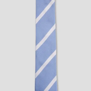 Cravatta In Seta Regimental Azzurro/Bianco