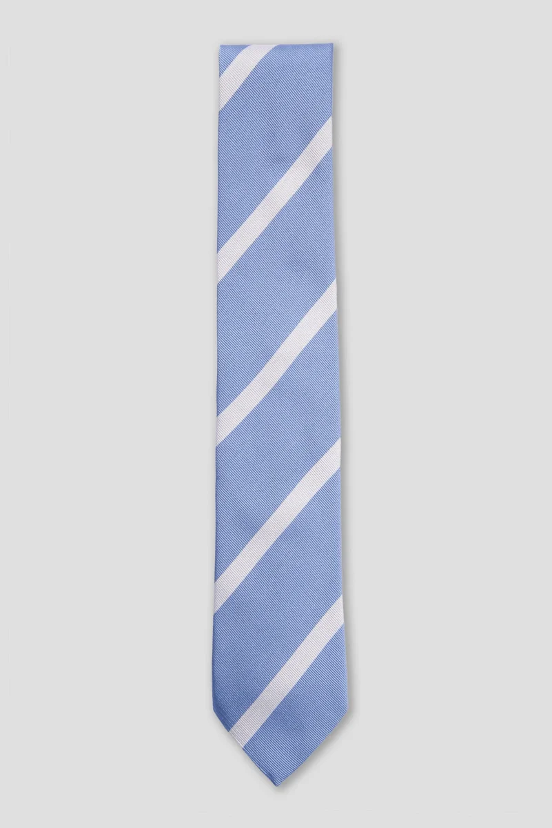 Cravatta In Seta Regimental Azzurro/Bianco - immagine 2