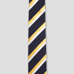 Cravatta In Seta Regimental Blu/Bianco/Oro