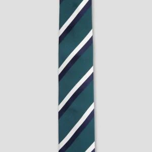 Cravatta In Pura Seta Di Como Regimental Verde/Blu/Bianco