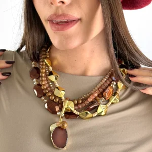 Collana multi filo perline e ciondolo