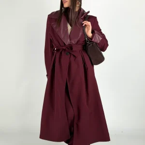 Trench inserti ecopelle bordeaux