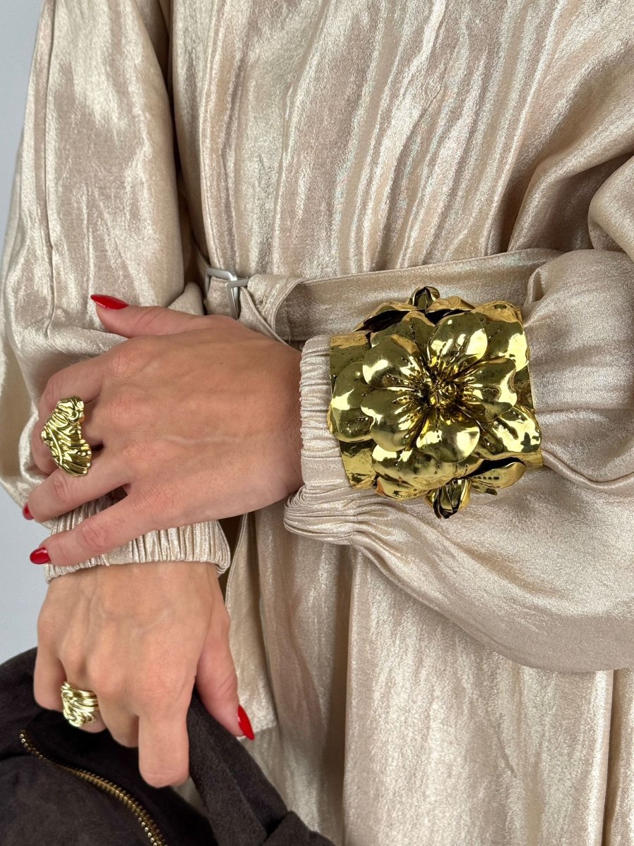 Bracciale rigido fiori rilievo - 2 colori - immagine 5