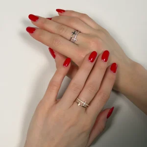 Anello valentine doppia croce zirconata - 2 colori