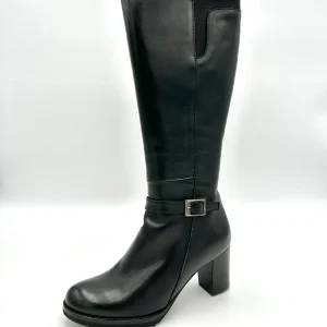 Made in italy Stivale con tacco elasticizzato con fibbia - nero