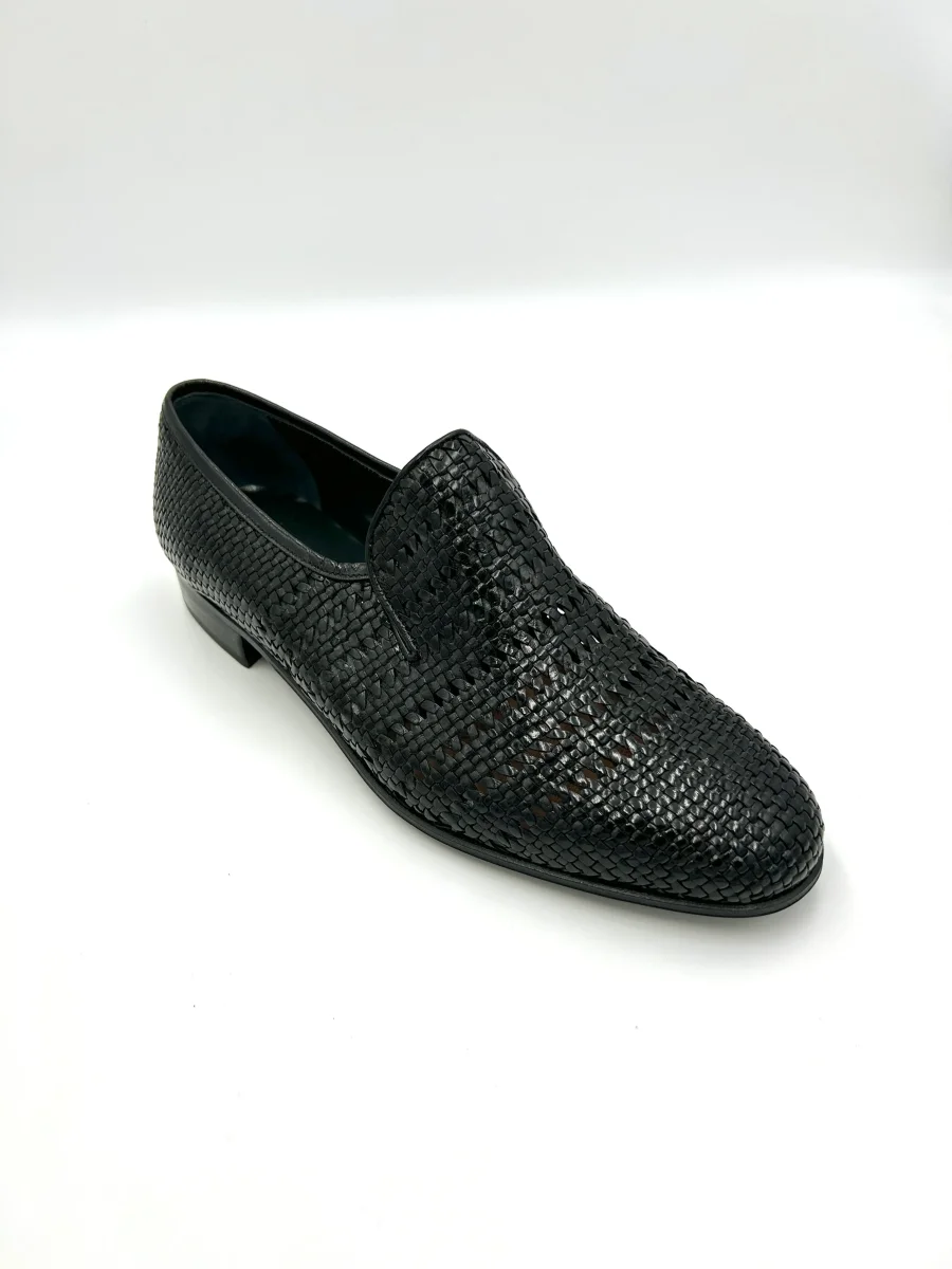 Marelli Mocassino lavorazione intrecciata - vera pelle nera - immagine 2