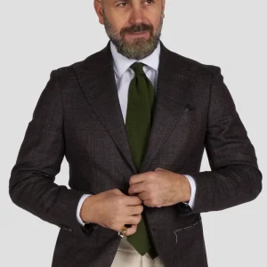 Giacca in lana e seta marrone/bordeaux