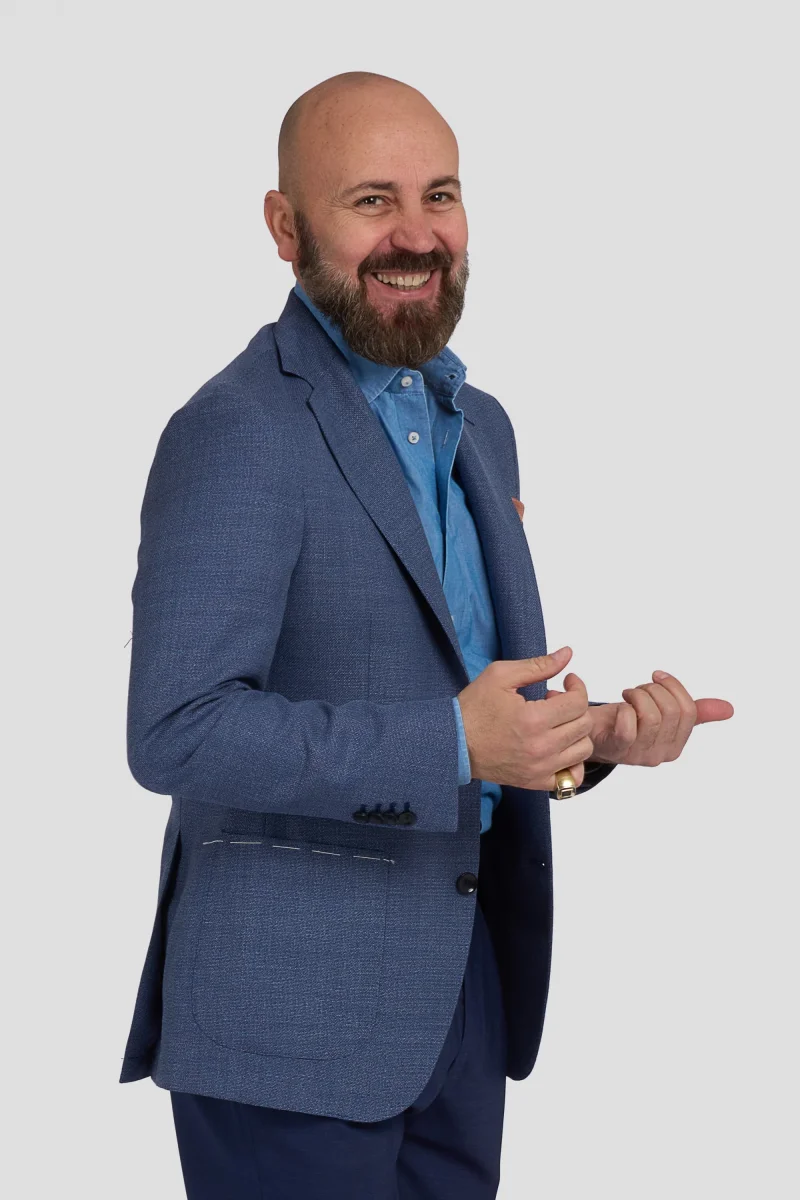 Giacca Blu Royale In Lana