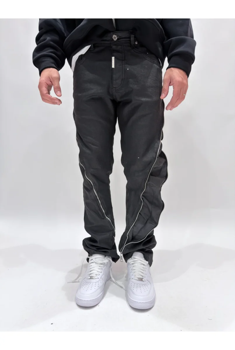 Jeans CIANOTIC Flare spalmato zip - immagine 4