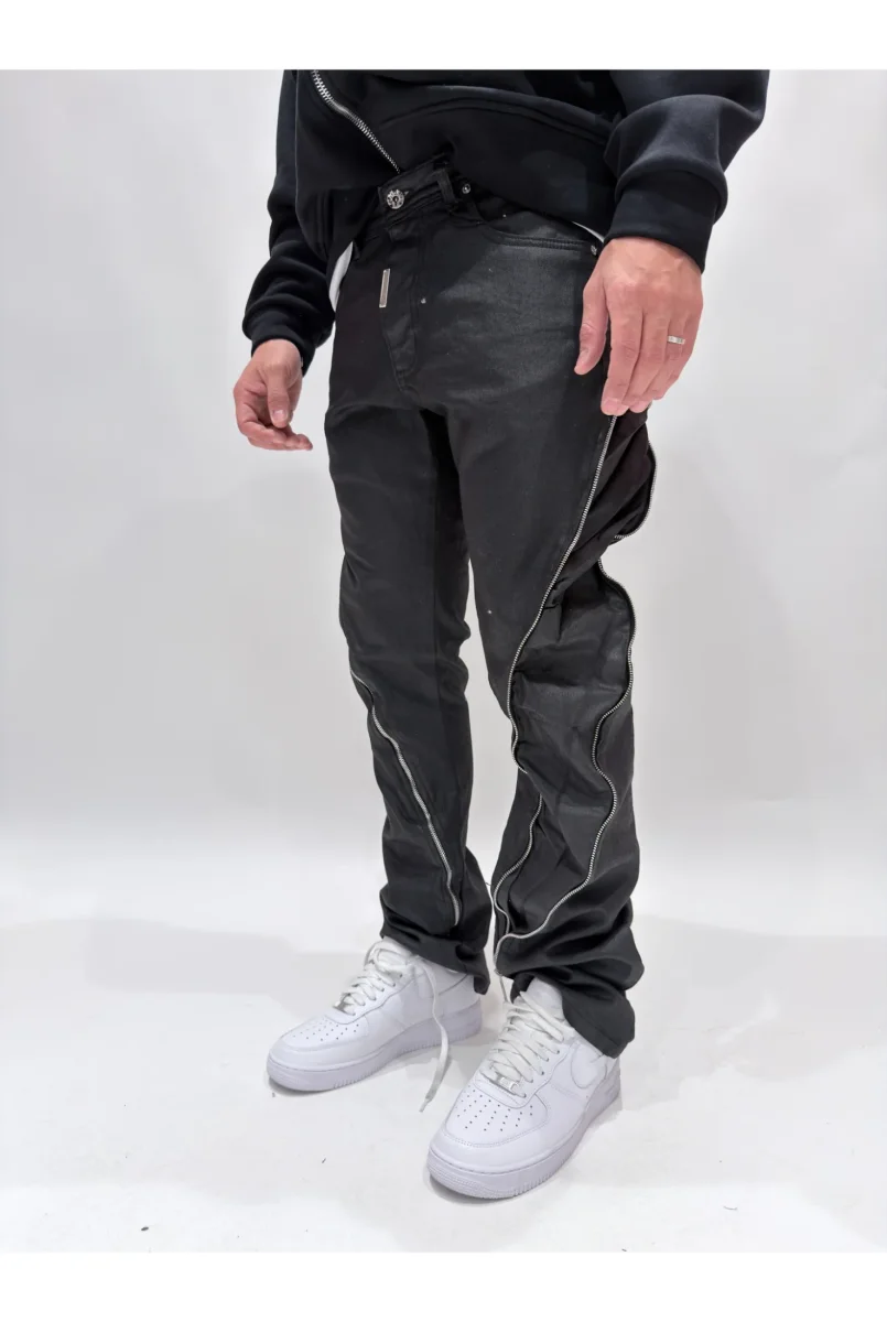 Jeans CIANOTIC Flare spalmato zip - immagine 5