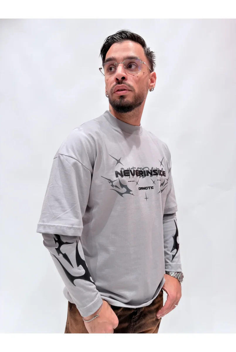 T-shirt CIANOTIC long sleeve never in side - immagine 2