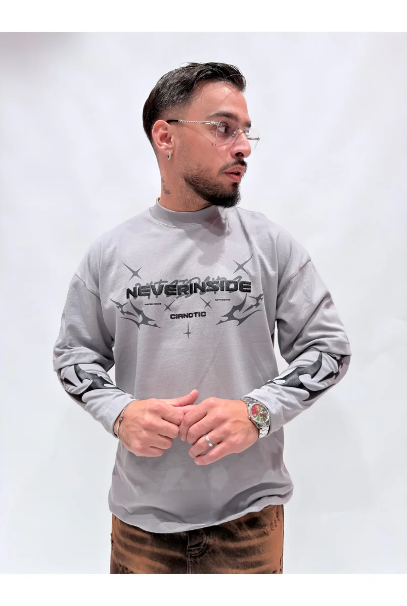 T-shirt CIANOTIC long sleeve never in side - immagine 3